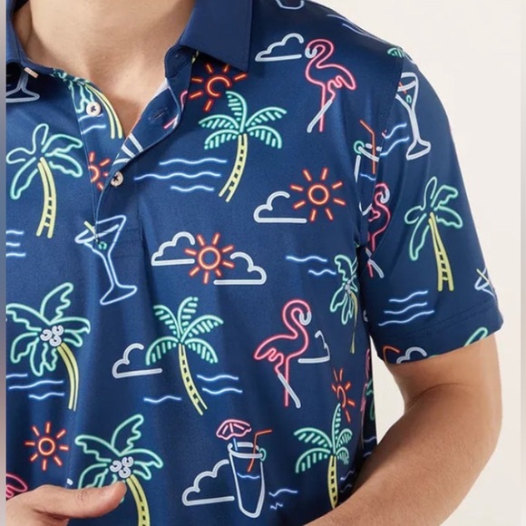 Chubbies Navy Neon Light Performance Polo - Picture 3 of 5